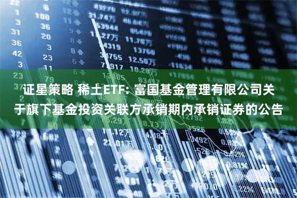 证星策略 稀土ETF: 富国基金管理有限公司关于旗下基金投资关联方承销期内承销证券的公告